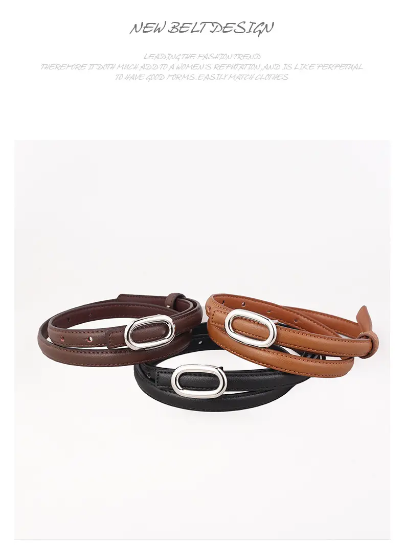 Women Genuine Leather Belt with Silver Buckle — feature 37