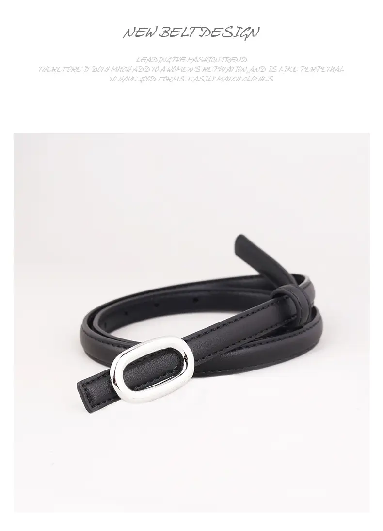 Women Genuine Leather Belt with Silver Buckle — feature 38