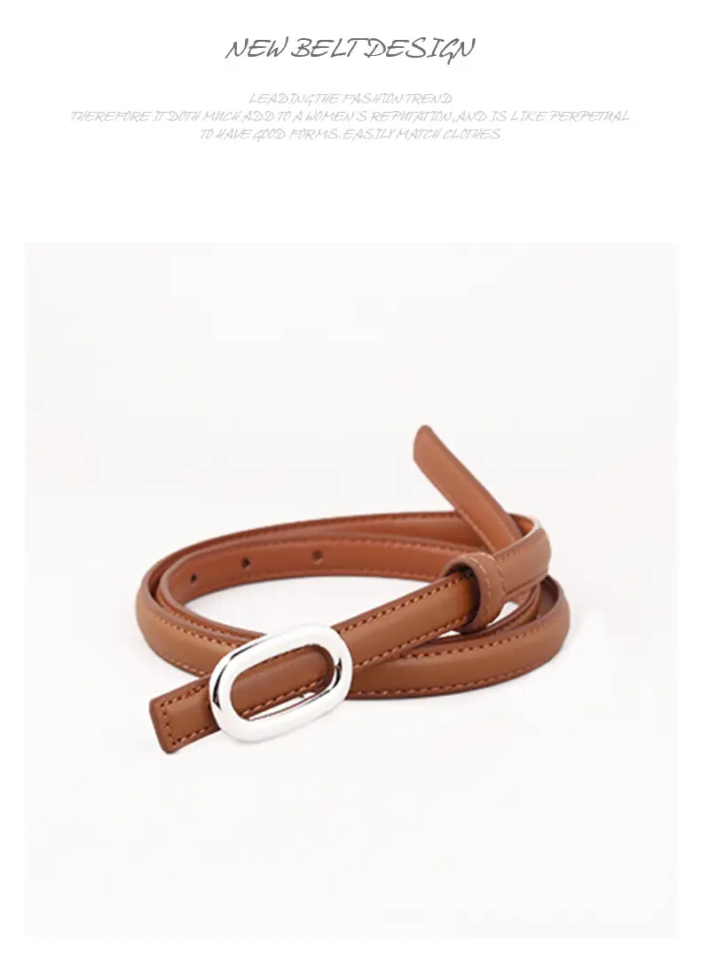 Women Genuine Leather Belt with Silver Buckle — feature 39