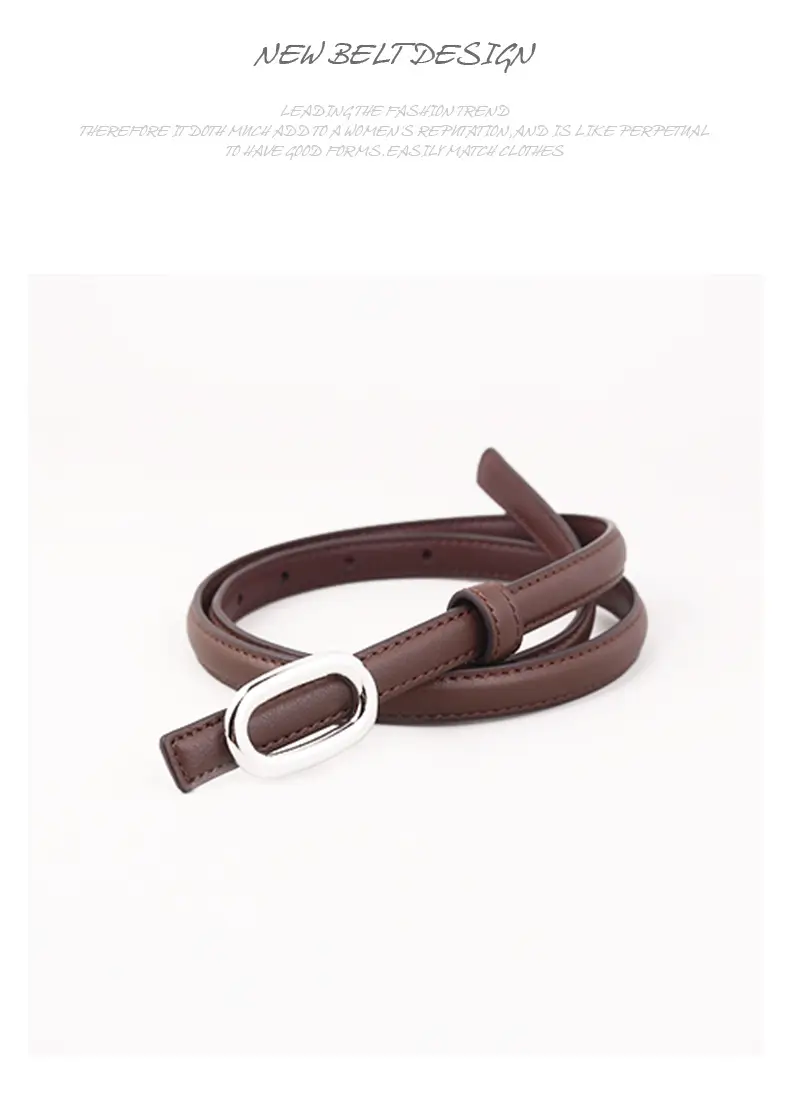 Women Genuine Leather Belt with Silver Buckle — feature 40