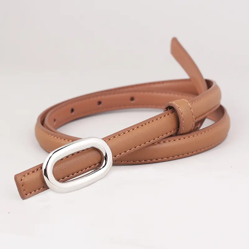 Women Genuine Leather Belt with Silver Buckle - Image 2