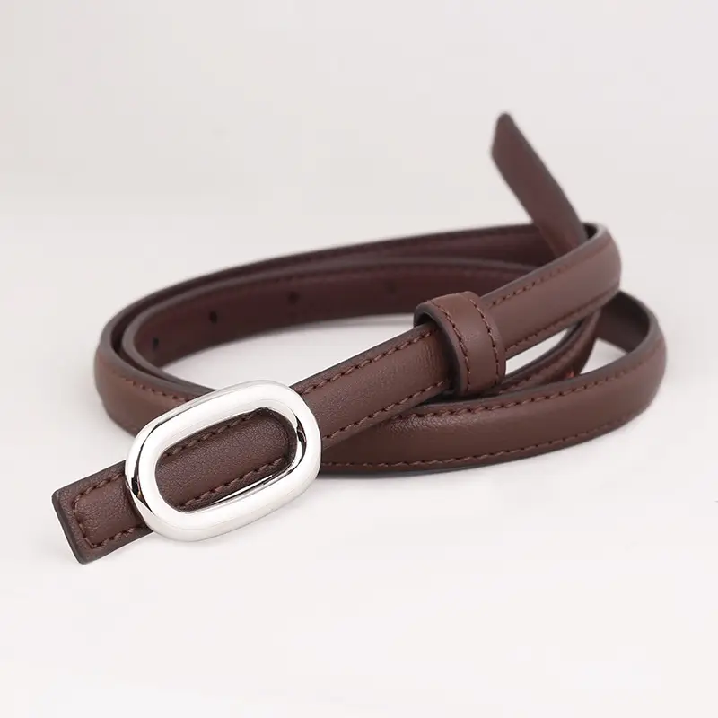 Women Genuine Leather Belt with Silver Buckle - Image 3