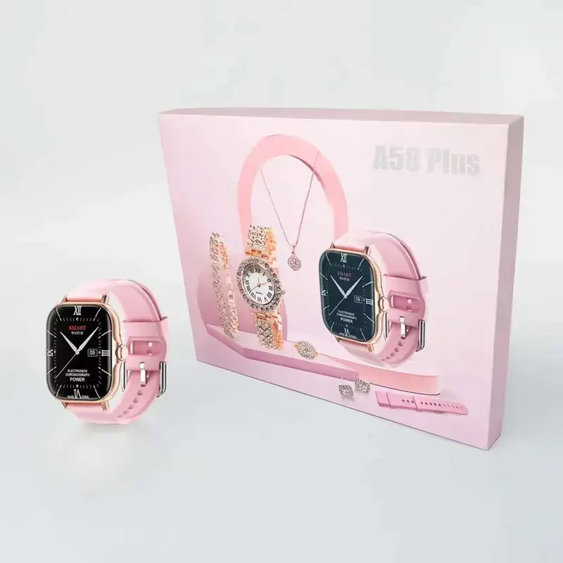 A58 Plus Smart Watch for Women Pink with Accessories — feature 5