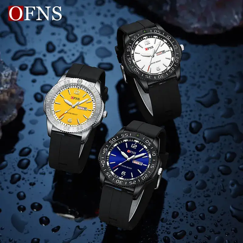 Ofns Men's Blue Analog Quartz Watch with Dual Calendar - Image 7