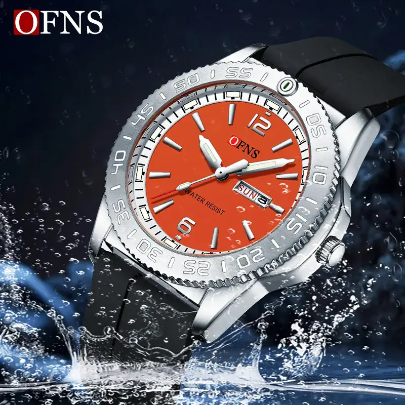 Ofns Men's Blue Analog Quartz Watch with Dual Calendar - Image 8