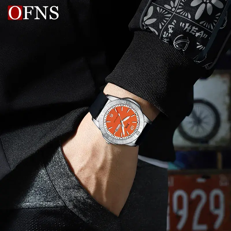Ofns Men's Blue Analog Quartz Watch with Dual Calendar - Image 9