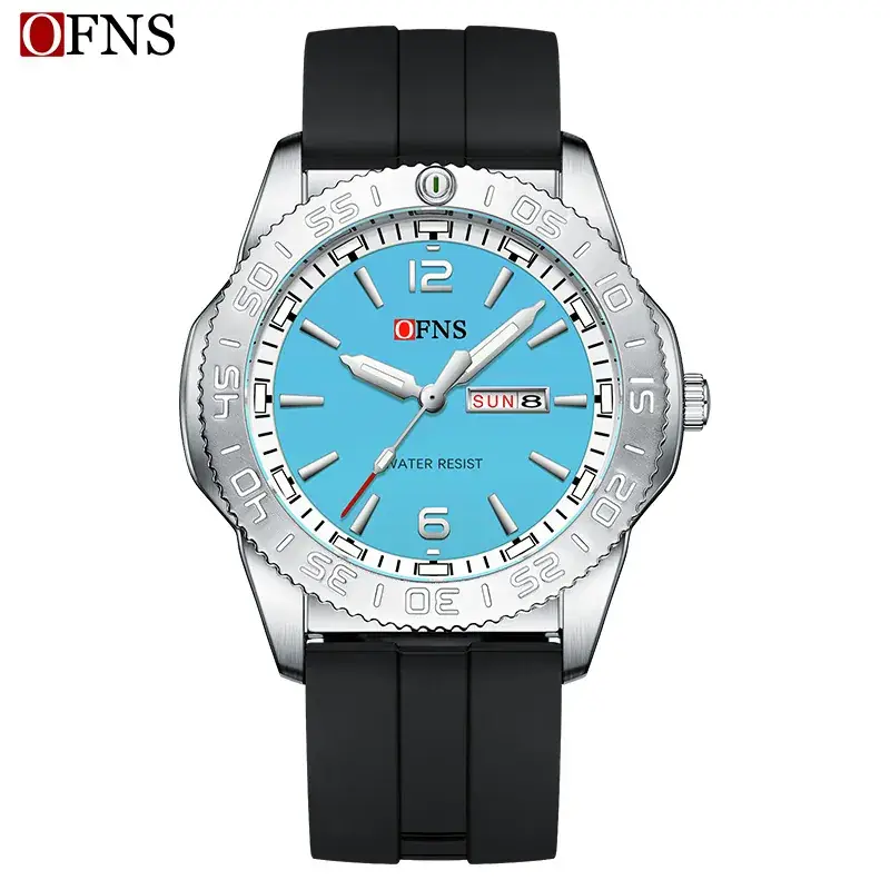 Ofns Men's Blue Analog Quartz Watch with Dual Calendar - Image 11