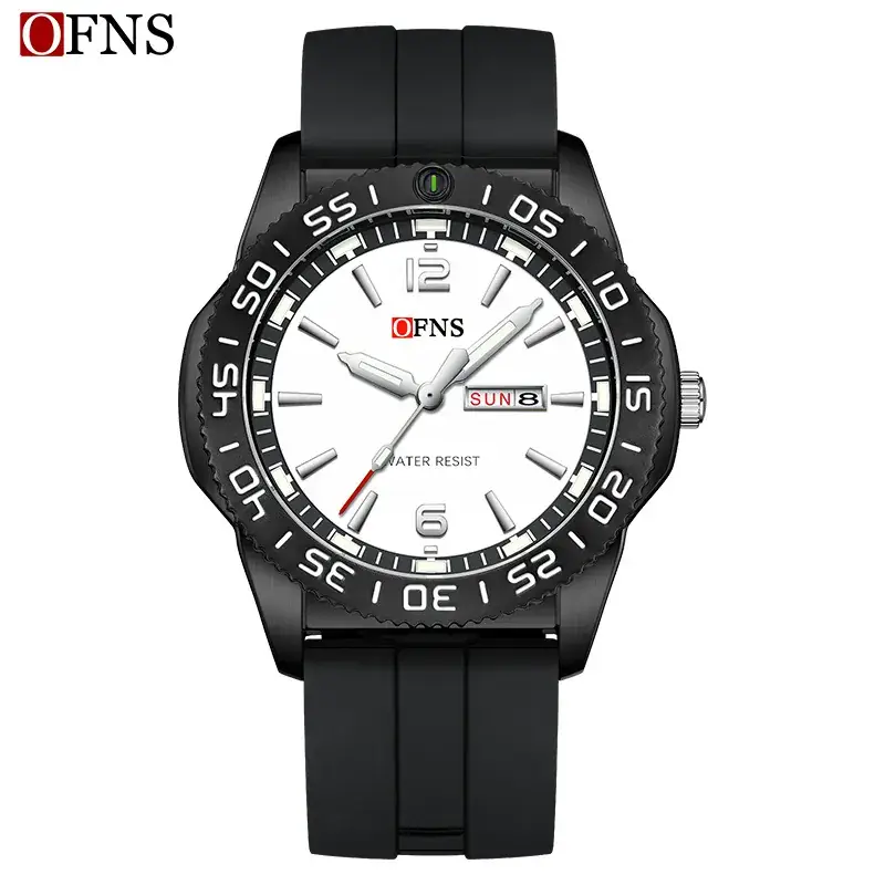 Ofns Men's Blue Analog Quartz Watch with Dual Calendar - Image 2