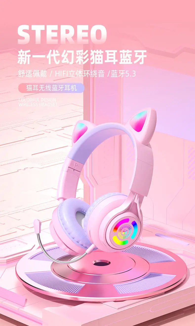 Cat Ear Bluetooth Headset with RGB Lights β feature 1