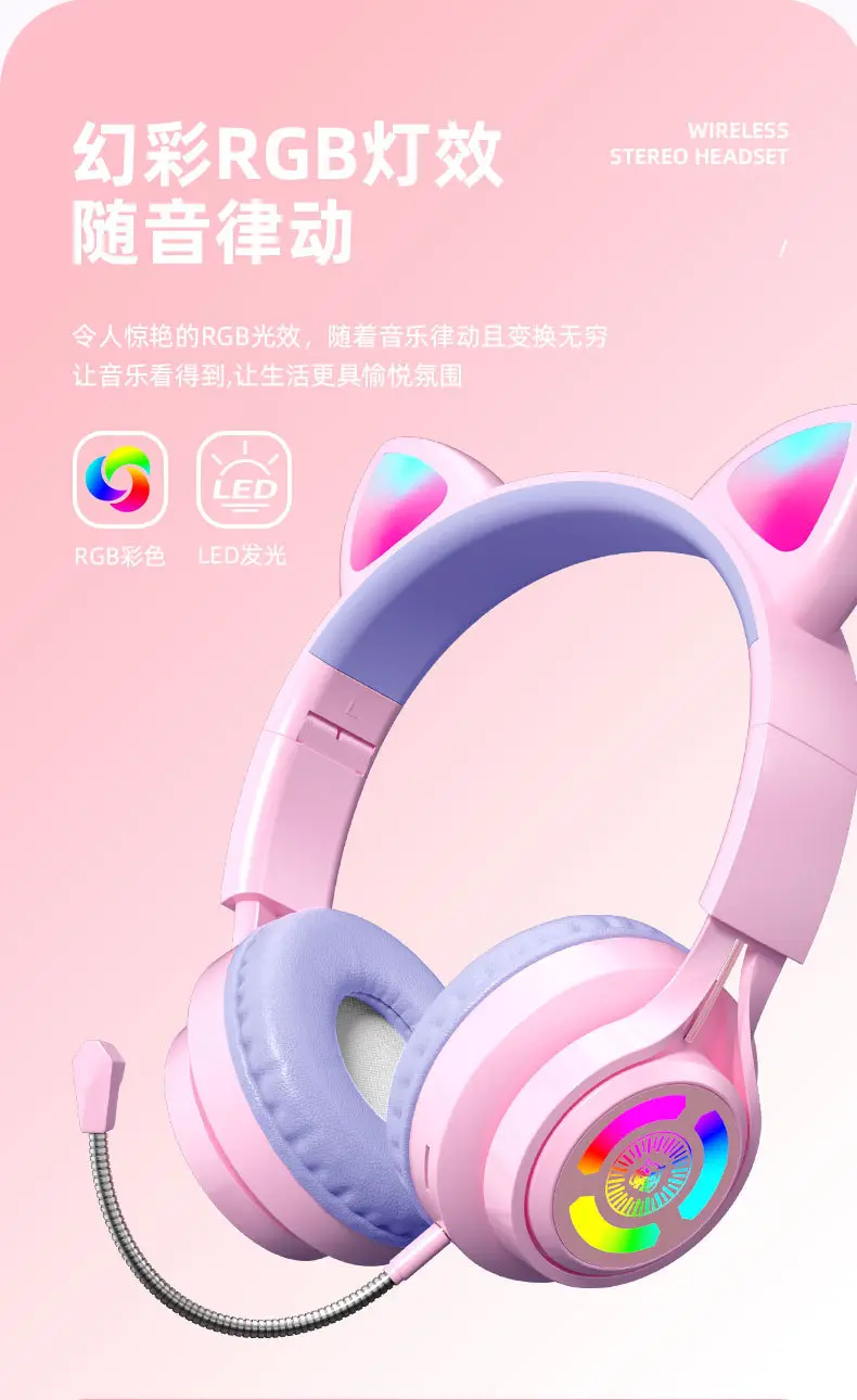 Cat Ear Bluetooth Headset with RGB Lights β feature 3