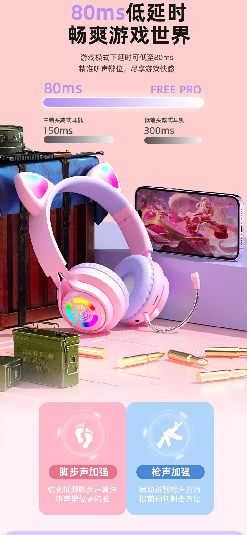 Cat Ear Bluetooth Headset with RGB Lights β feature 8