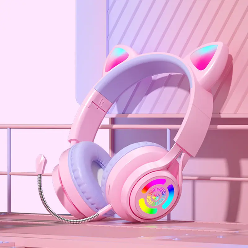 Cat Ear Bluetooth Headset with RGB Lights