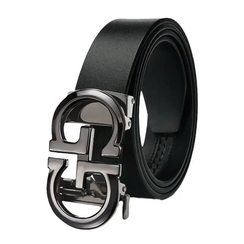 Vintage Gold Logo Leather Belt for Men Brown - Image 7