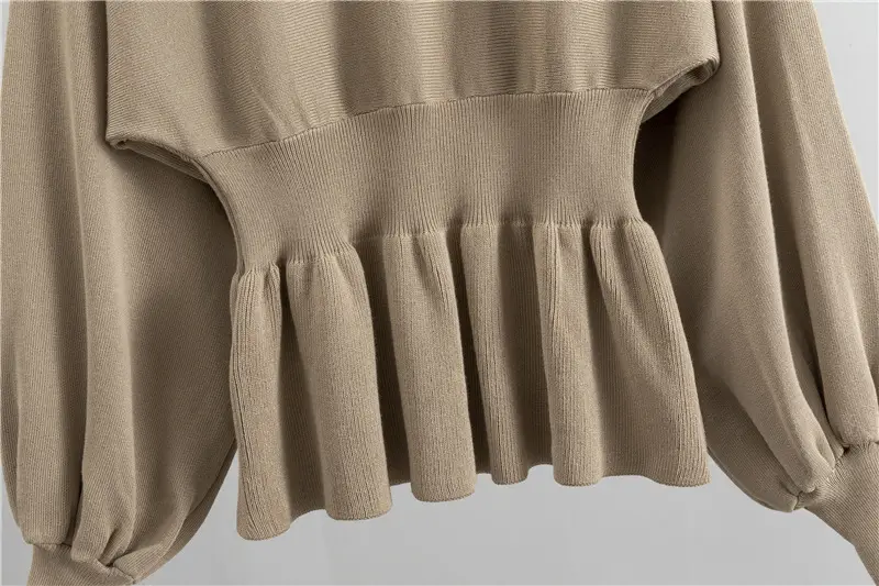 Cross-Border Foreign Trade Versatile Ladylike Two-Piece Set Ruffled Sweater High-Waist Slim Skirt Suit for Women in Autumn — feature 9