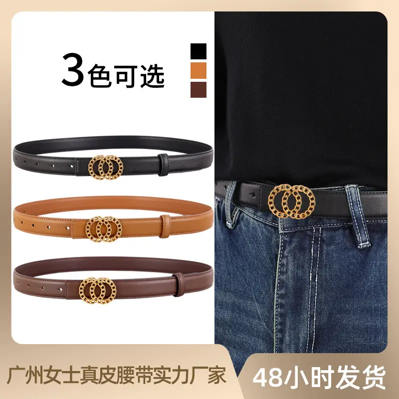 Women's Gold Chain Belt with Leather Strap - Image 4
