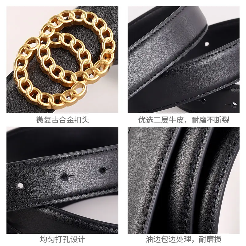 Women's Gold Chain Belt with Leather Strap - Image 6