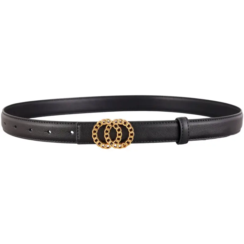 Women's Gold Chain Belt with Leather Strap - Image 8