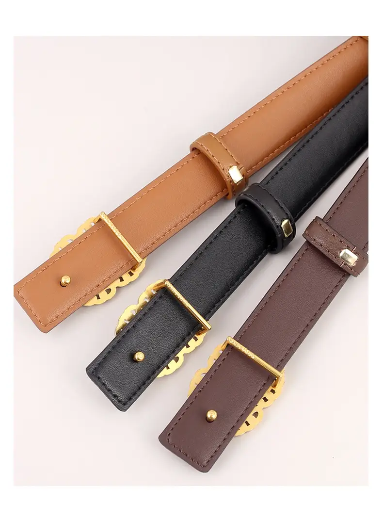Women's Gold Chain Belt with Leather Strap — feature 27