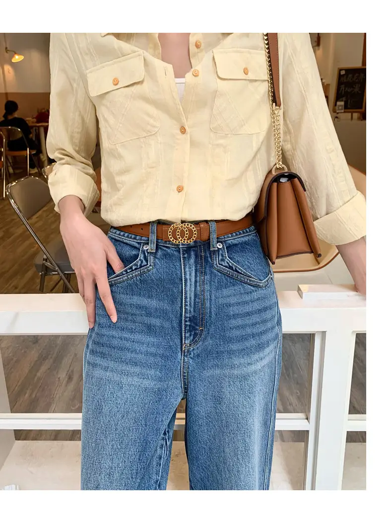 Women's Gold Chain Belt with Leather Strap — feature 29