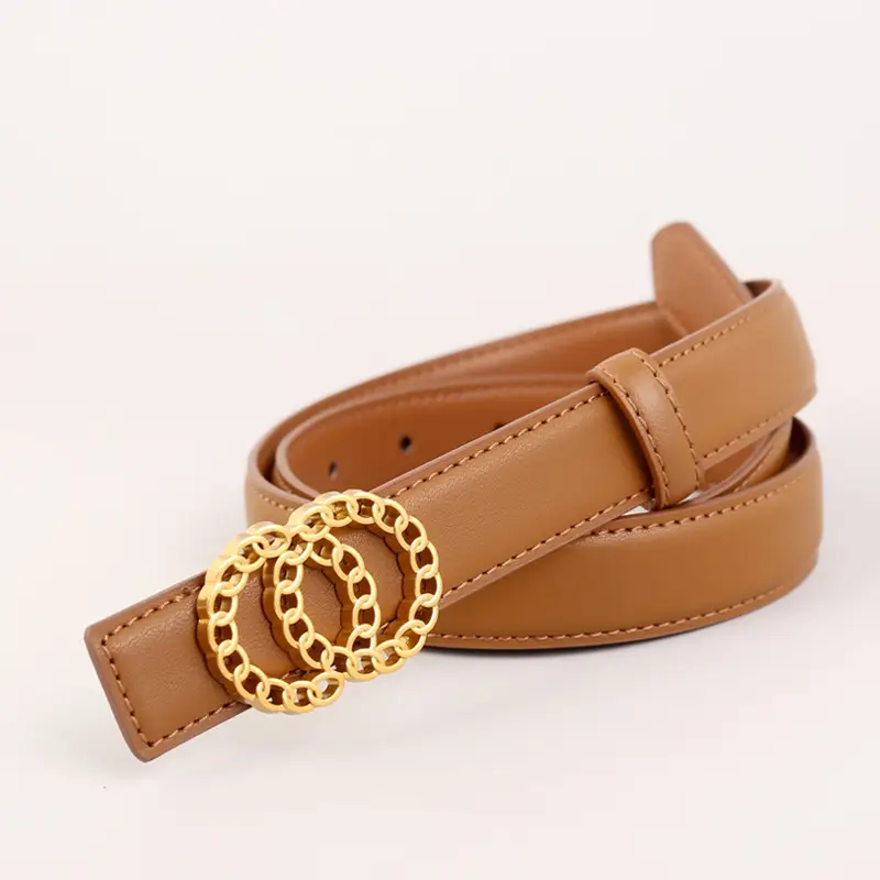 Women's Gold Chain Belt with Leather Strap - Image 2