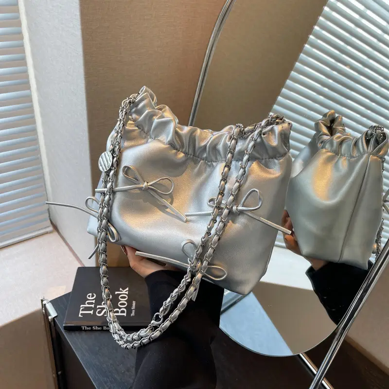 Women Korean Style Silver Underarm Bag 2023 - Image 3