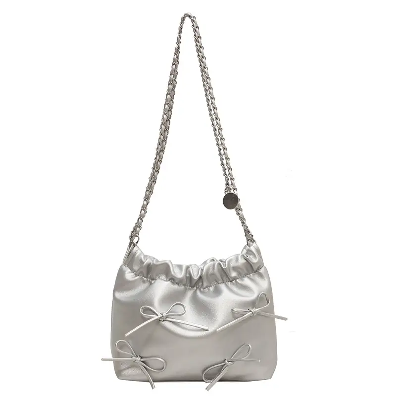 Women Korean Style Silver Underarm Bag 2023 - Image 5