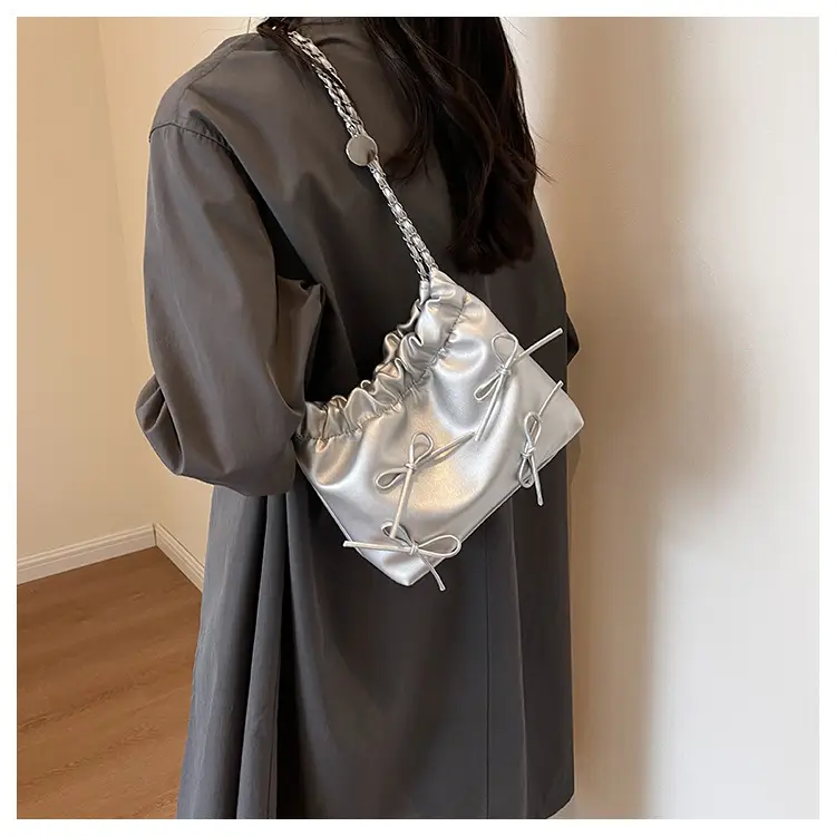 Women Korean Style Silver Underarm Bag 2023 — feature 11