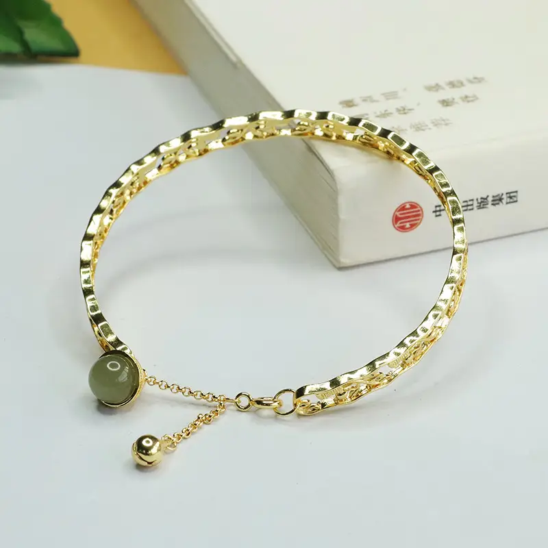 Jade Inlaid Clear Water Round Bracelet for Women - Image 2