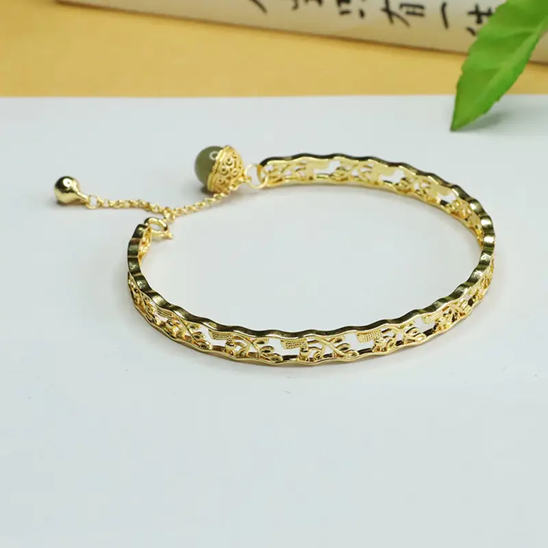 Jade Inlaid Clear Water Round Bracelet for Women - Image 4