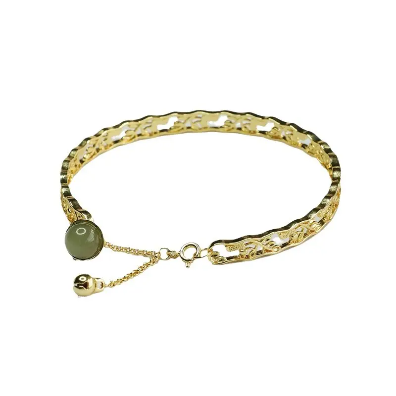 Jade Inlaid Clear Water Round Bracelet for Women - Image 5