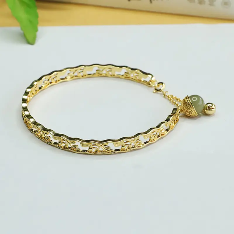 Jade Inlaid Clear Water Round Bracelet for Women — feature 10