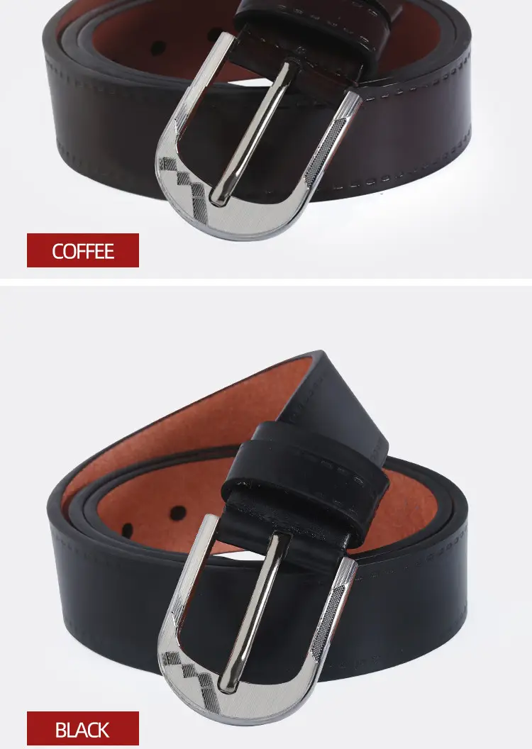 Men Brown Leather Belt with Silver Buckle — feature 10