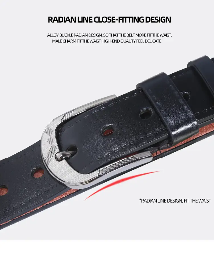 Men Brown Leather Belt with Silver Buckle — feature 4