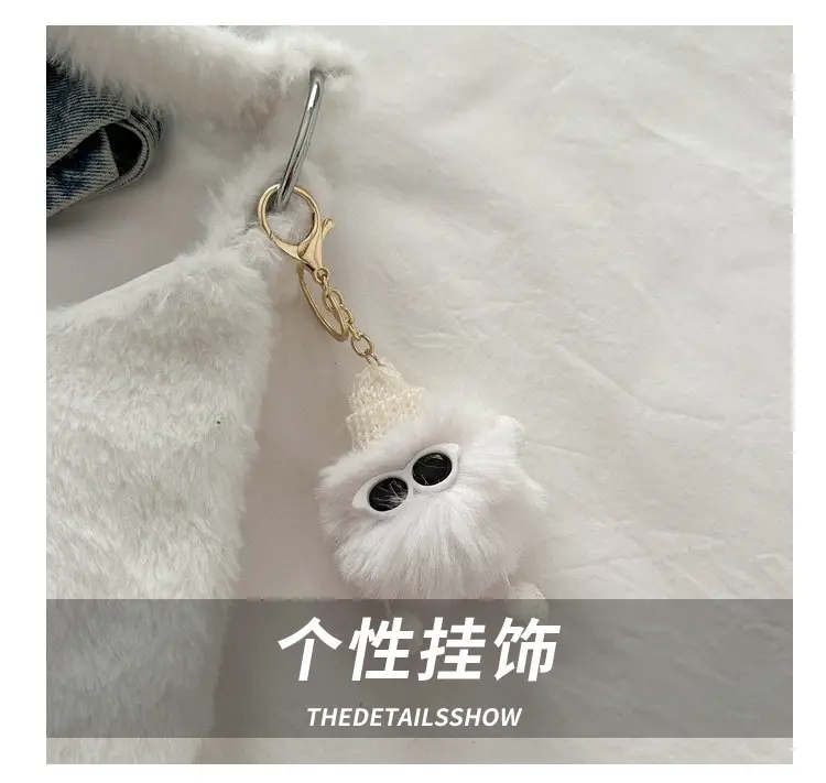 Winter Plush Shoulder Messenger Bag White Korean Style — feature 3