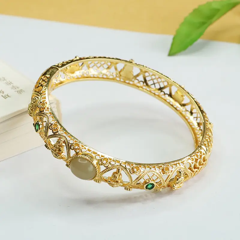 Aiyu Hetian Jade Bracelet Eight Guardian Gods Gold