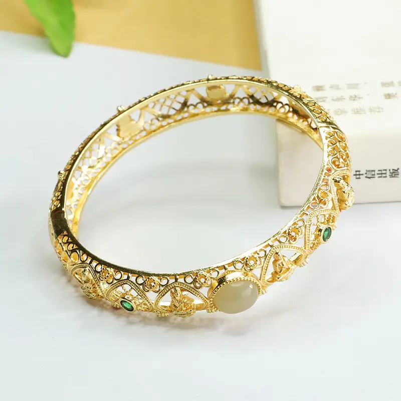 Aiyu Hetian Jade Bracelet Eight Guardian Gods Gold