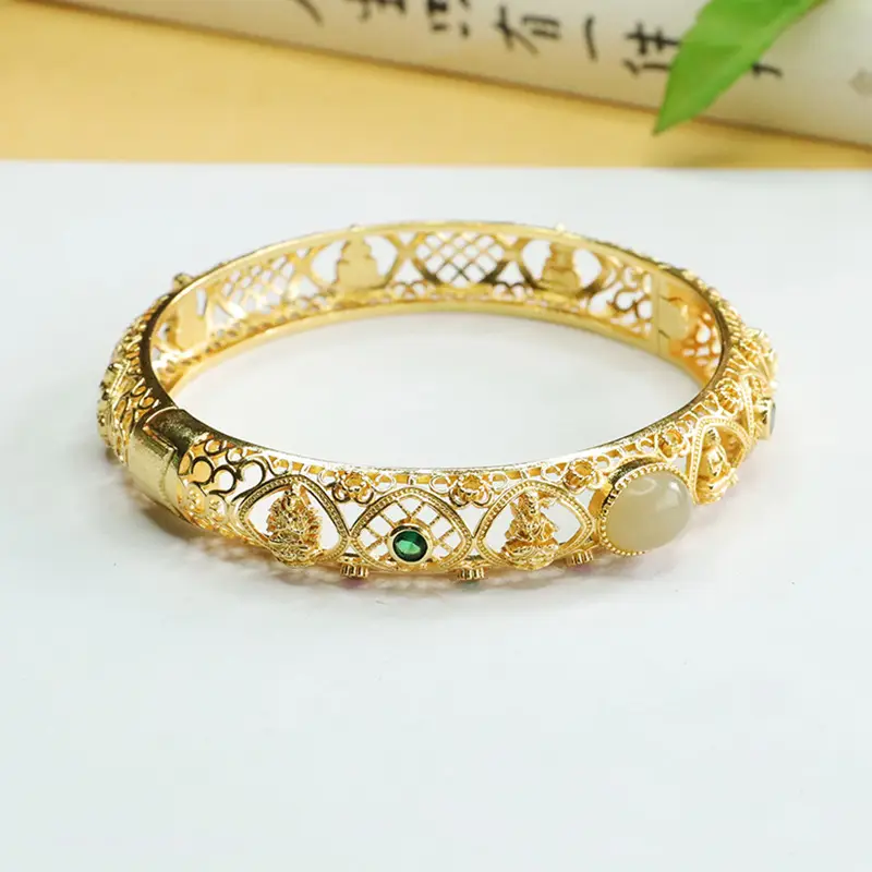 Aiyu Hetian Jade Bracelet Eight Guardian Gods Gold — feature 7
