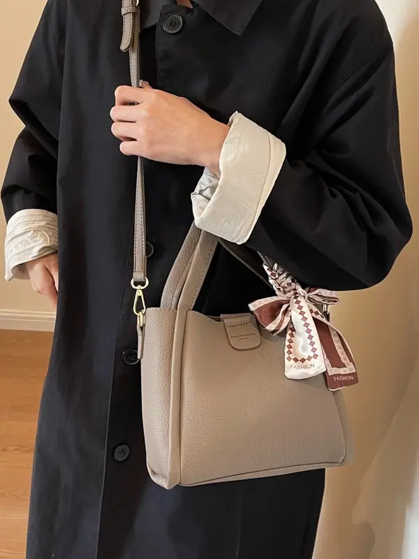 2023 Women's Brown Leather Shoulder Bag with Crossbody Strap - Image 7
