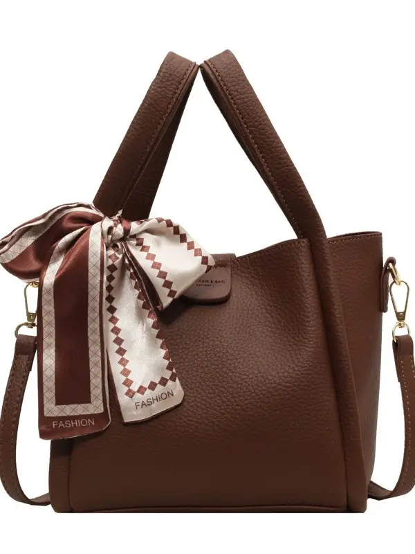 2023 Women's Brown Leather Shoulder Bag with Crossbody Strap - Image 9