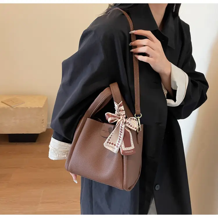 2023 Women's Brown Leather Shoulder Bag with Crossbody Strap — feature 11