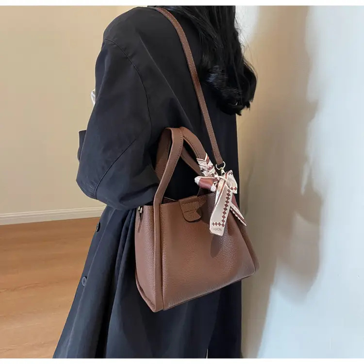 2023 Women's Brown Leather Shoulder Bag with Crossbody Strap — feature 12