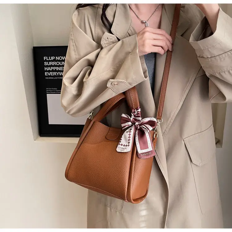 2023 Women's Brown Leather Shoulder Bag with Crossbody Strap — feature 14