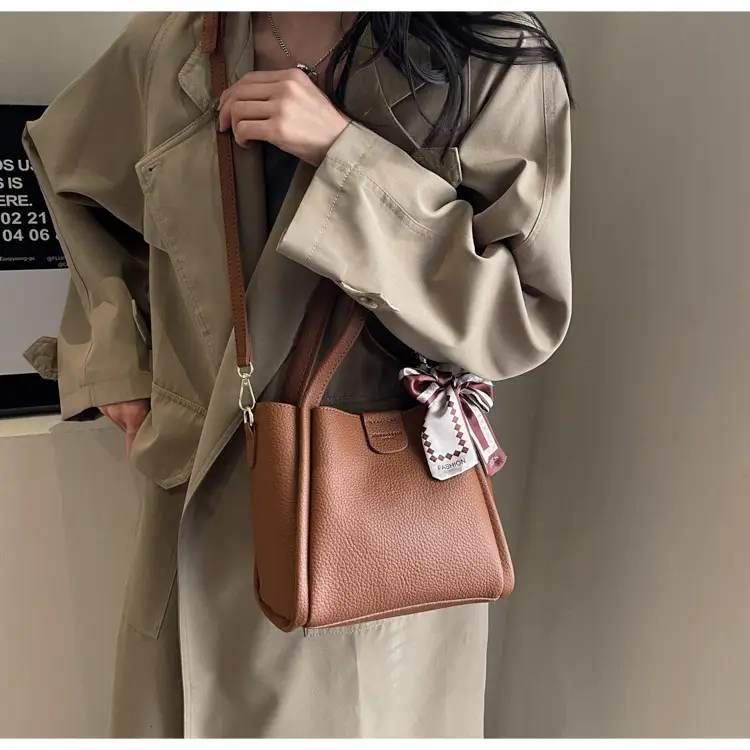 2023 Women's Brown Leather Shoulder Bag with Crossbody Strap — feature 16