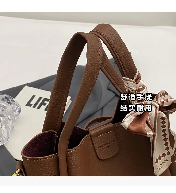 2023 Women's Brown Leather Shoulder Bag with Crossbody Strap — feature 4