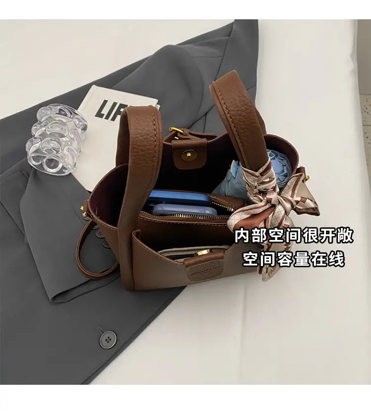 2023 Women's Brown Leather Shoulder Bag with Crossbody Strap — feature 7
