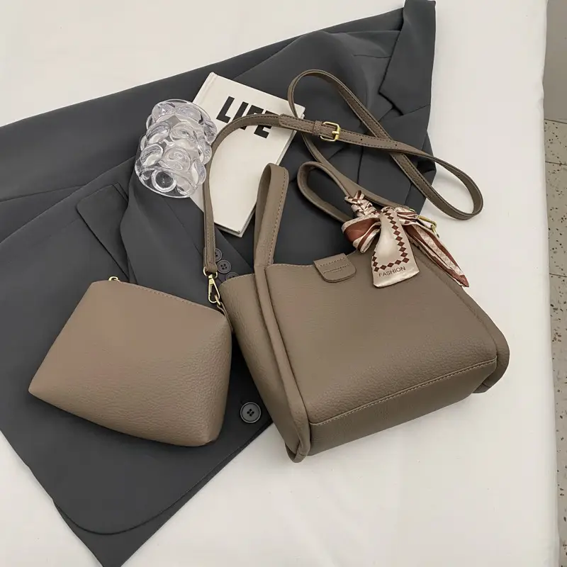 2023 Women's Brown Leather Shoulder Bag with Crossbody Strap - Image 4