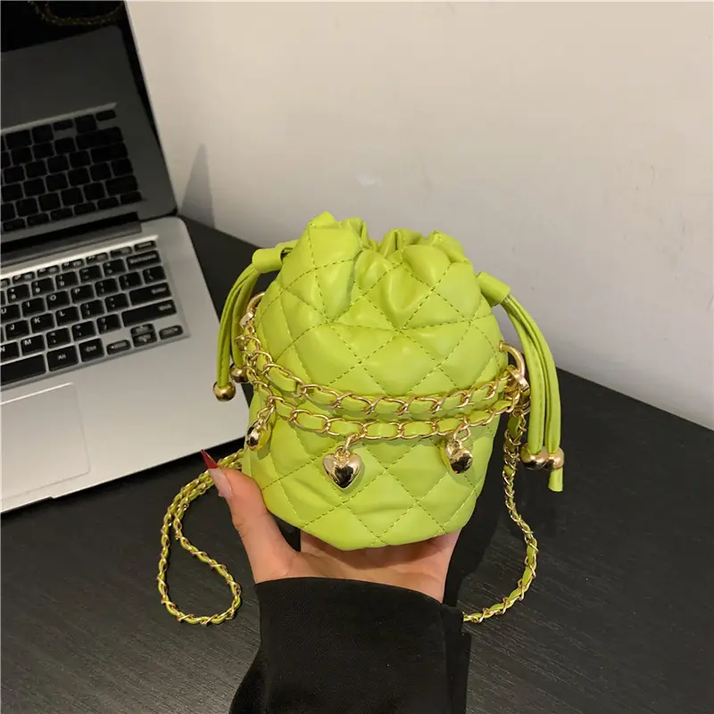 Women Quilted Chain Shoulder Bag Neon Green 2026 - Image 9