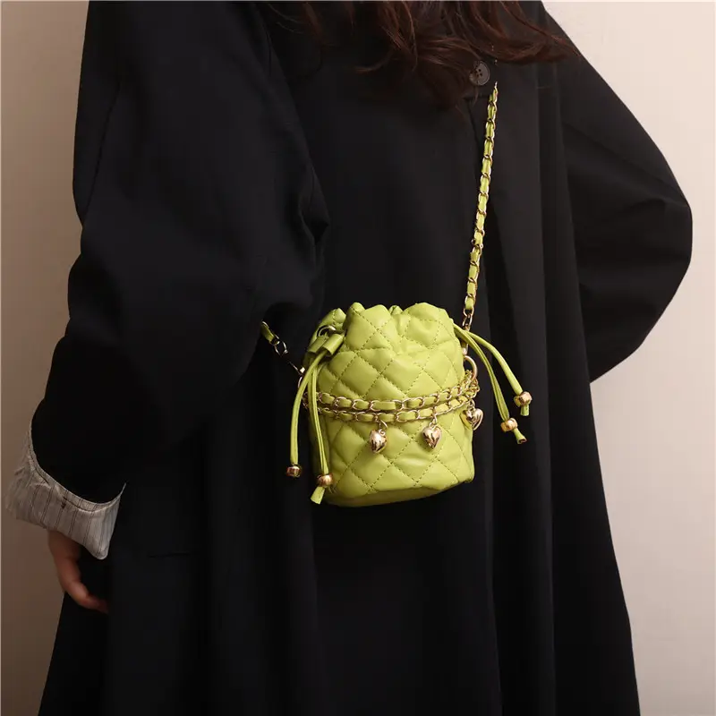 Women Quilted Chain Shoulder Bag Neon Green 2026 - Image 3