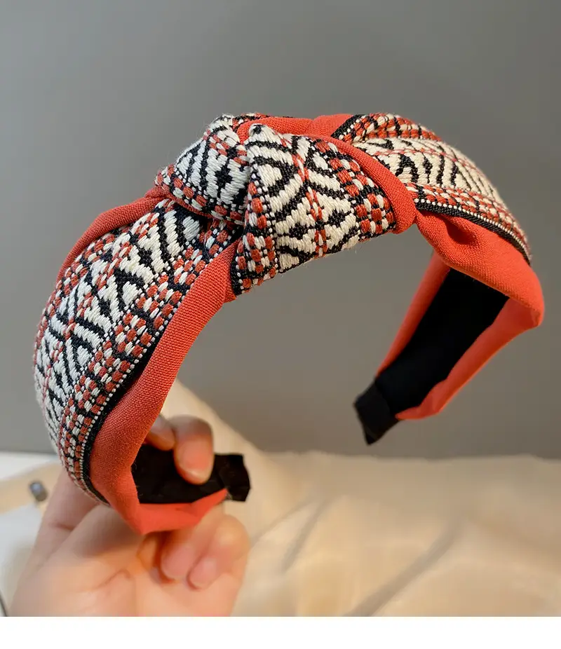 Ethnic Checkered Wide Brim Headband for Women — feature 4