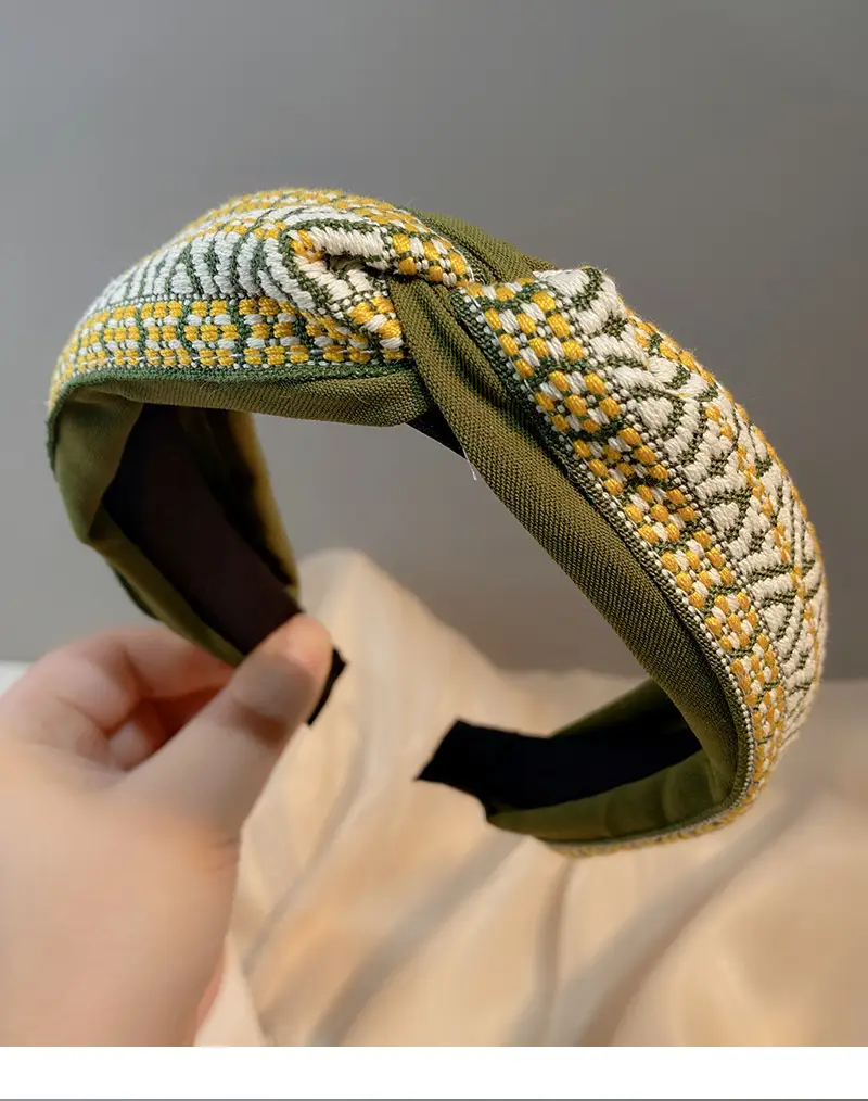 Ethnic Checkered Wide Brim Headband for Women — feature 6